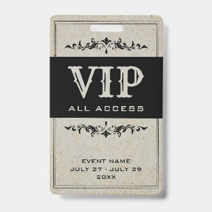 Bohemian Party VIP All Access Pass Event ID Badge