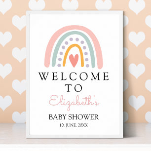 Bohemian Pastel Rainbow Baby Shower for a Girl Poster