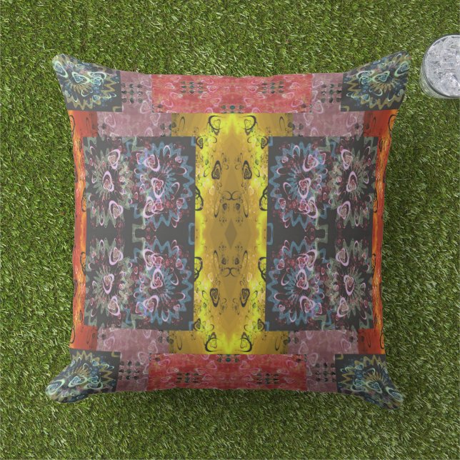 Bohemian Patchwork Cushion (Grass)