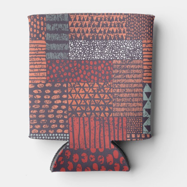 Bohemian patchwork: hand-drawn seamless design. can cooler (Front)