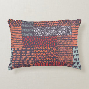 Bohemian patchwork: hand-drawn seamless design. decorative cushion