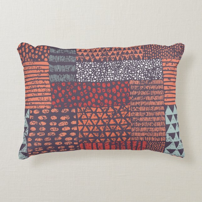 Bohemian patchwork: hand-drawn seamless design. decorative cushion (Front)