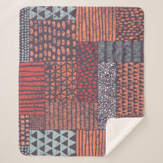 Bohemian patchwork: hand-drawn seamless design. sherpa blanket