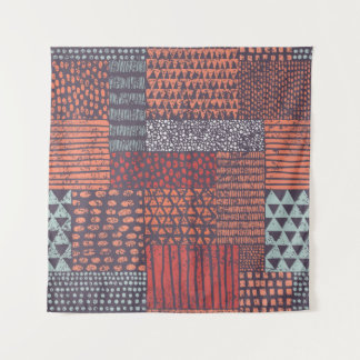 Bohemian patchwork: hand-drawn seamless design. tapestry