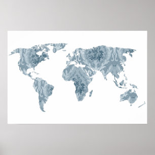 Bohemian Patterned World Map   Traveller   Poster