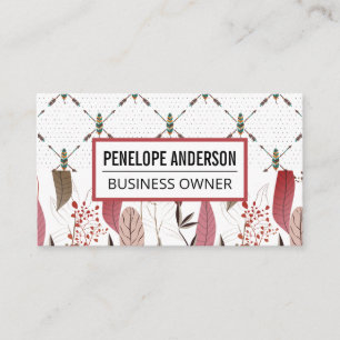 Bohemian Patterns Feathers Business Card