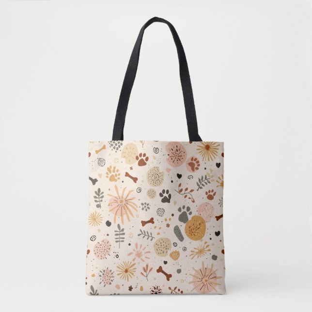 Bohemian Pet Carrier Tote | Terracotta Paw Prints Bag (Front)
