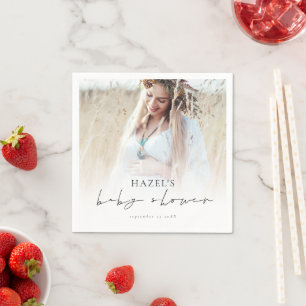 Bohemian Photo Overlay Script Baby Shower  Napkin