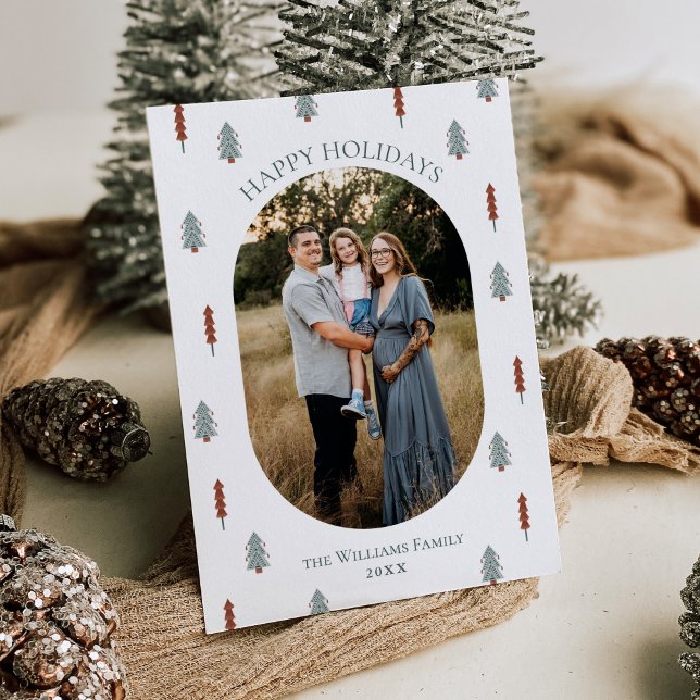 Bohemian Pine Photo Christmas Holiday Card (Creator Uploaded)