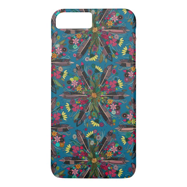bohemian posy blue Case-Mate iPhone case (Back)