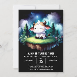 Bohemian Printable Cow Birthday Invitation