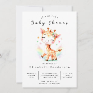Bohemian Printable Giraffe Baby Shower Invitation