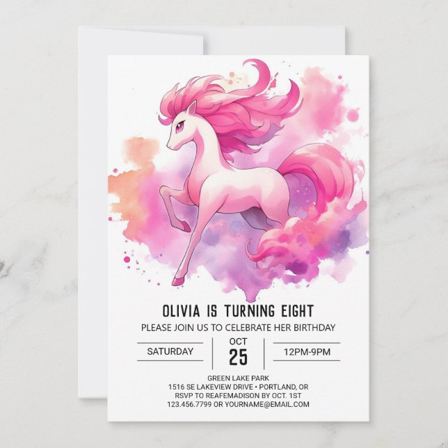 Bohemian Printable Horse Birthday Invitation (Front)