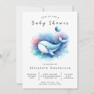Bohemian Printable Whale Baby Shower Invitation