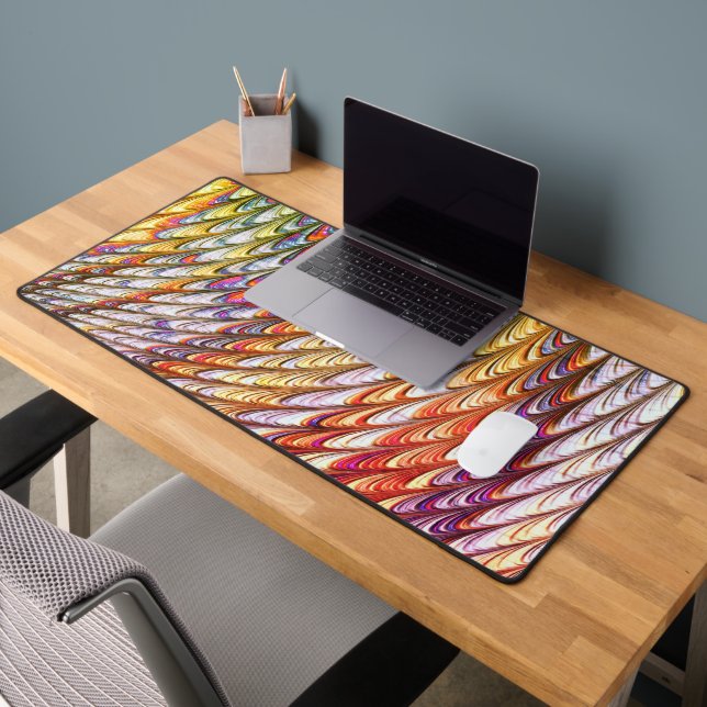 Bohemian Psychedelic Colourful Waves Abstract Art Desk Mat (Office 2)
