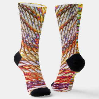 Bohemian Psychedelic Colourful Waves Abstract Art Socks