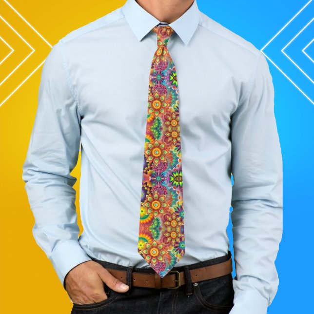 Bohemian Psychedelic Garden Hippie Personalized Tie (Creator Uploaded)