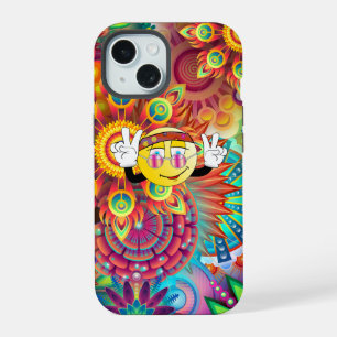Bohemian Psychedelic Garden Retro Hippie Art iPhone 15 Case