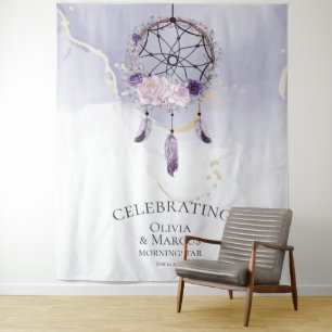 Bohemian Purple Watercolor Dream Catcher Tapestry