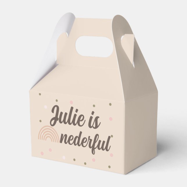 Bohemian Rainbow First Birthday Onederful Dot Favour Box (Front Side)