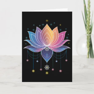 Bohemian Rainbow Lotus Flower Yoga Lotus Flower _1 Card
