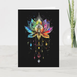 Bohemian Rainbow Lotus Flower Yoga Lotus Flower  Card