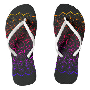 Bohemian Rainbow Mandala Dot Pattern Jandals