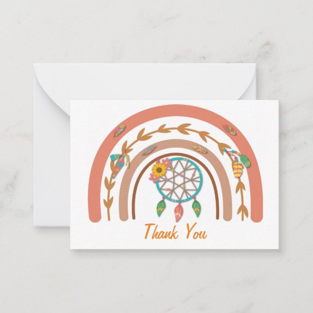 Bohemian Rainbow Thank You Card (Front)