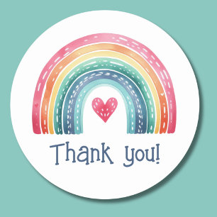 Bohemian Rainbow Thank You  Classic Round Sticker