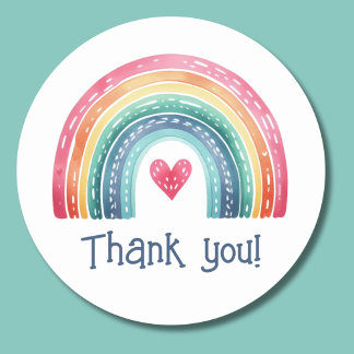 Bohemian Rainbow Thank You  Classic Round Sticker