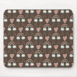 Bohemian Rainbows & Hearts – Earthy Brown 2 Mouse Pad