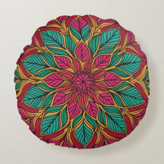 Bohemian Red and Green Mandala Cushion