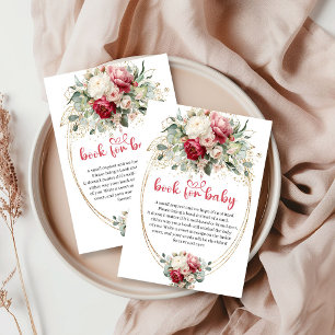 Bohemian Red Blush Greenery Book for Baby Enclosure Card