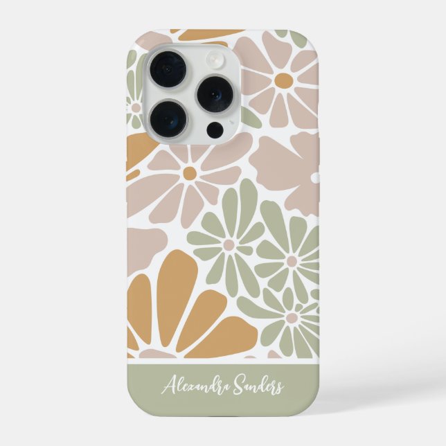 Bohemian Retro Groovy Flowers iPhone Case (Back)