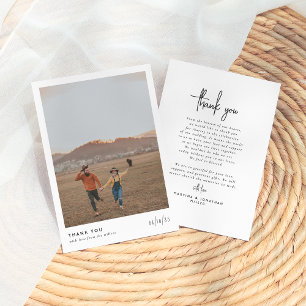 Bohemian Retro Minimalist Simple Photo Wedding Thank You Card