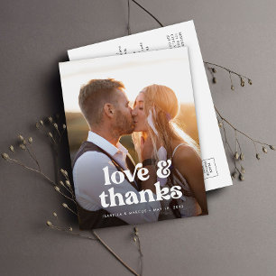 Bohemian Retro Photo Wedding Thank You Postcard