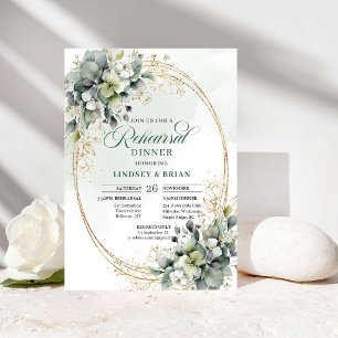 Bohemian Romance Rehearsal Dinner Greenery Gold Invitation