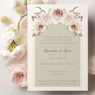 Bohemian Rose Arch Wedding Invitation