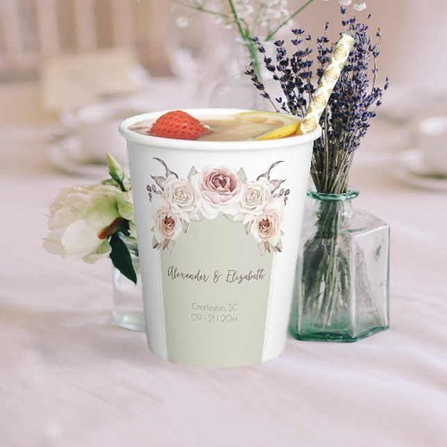 Bohemian Rose Arch Wedding Paper Cups (Bohemian Rose Arch Wedding Paper Cups)