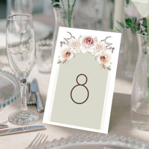 Bohemian Rose Arch Wedding Reception Table Number