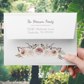 Bohemian Rose Wedding Address Envelope