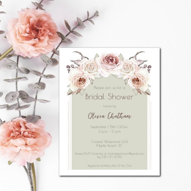 Bohemian Roses Arch Bridal Shower Invitation (Bohemian Rose Arch Bridal Shower Invitation)