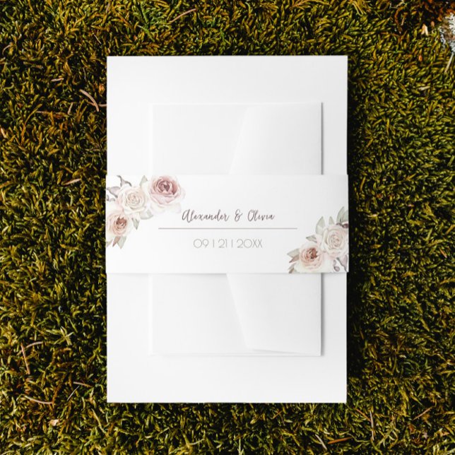 Bohemian Roses Arch Wedding Invitation Belly Band (Bohemian Roses Wedding Invitation Belly Band)