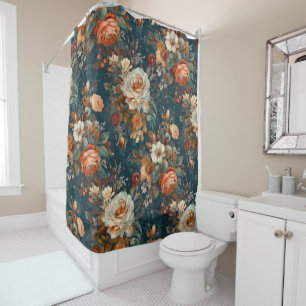 Bohemian Roses Floral Shower Curtain