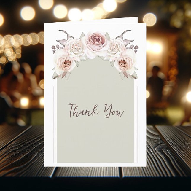 Bohemian Roses Wedding Thank You (Bohemian Roses Wedding Thank You Card)