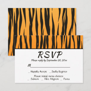 Bohemian RSVP Tiger Print Black Gold Animal Stripe Invitation