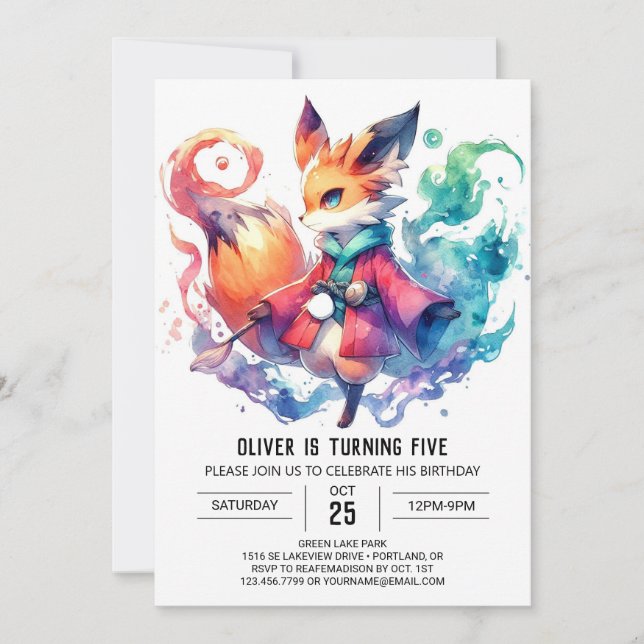 Bohemian Rustic Fox Birthday  Invitation (Front)