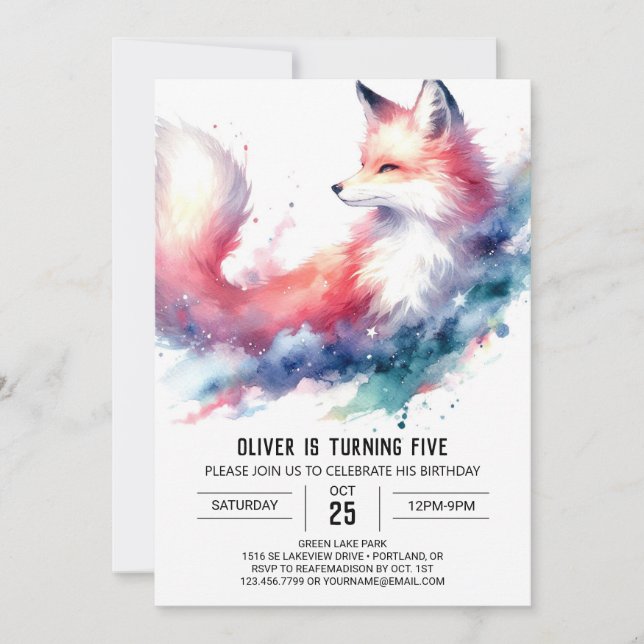 Bohemian Rustic Fox Birthday Invitation (Front)