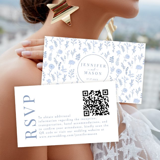 Bohemian Rustic Garden Wedding RSVP QR code cards (Creator Uploaded)