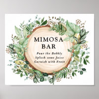 Bohemian Rustic Leafy Greenery Mimosa Bar Wedding